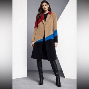 Etcetera  Colorblock Coat wool- Tan, Red, Blue, Black size 6